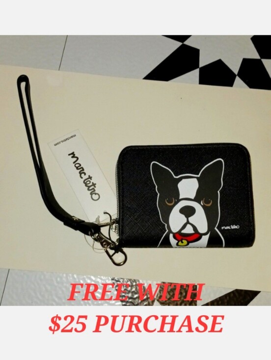 Marc Tetro Handbags - Marc Tetro Zip Around Wallet with Wrist Strap Vegan NWT Frenchie